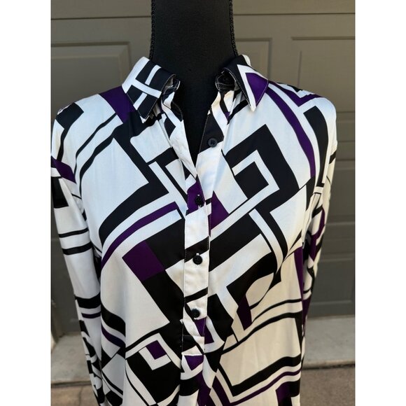 Lauren Ralph Lauren Womens Geometric Print Button-Up Blouse XL Office Old Money - Picture 12 of 12